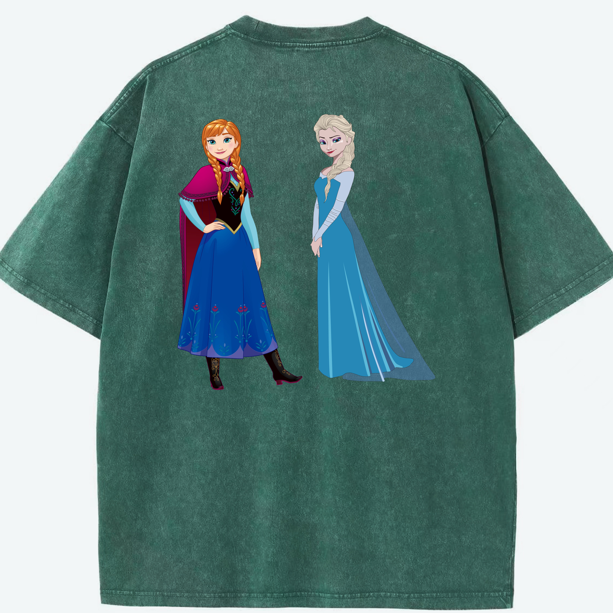 （画像用） アナと雪の女王 アンナ エルサ Frozen Anna Elsa 綿100% ヴィンテージ風 半袖Tシャツ（背面プリント）